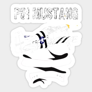 P-51 Mustang WWII Fighter Airplane - Original Design Sticker